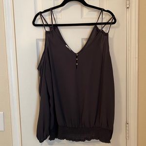 Cold shoulder blouse.